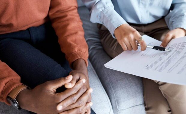 medical agreement and hands with people